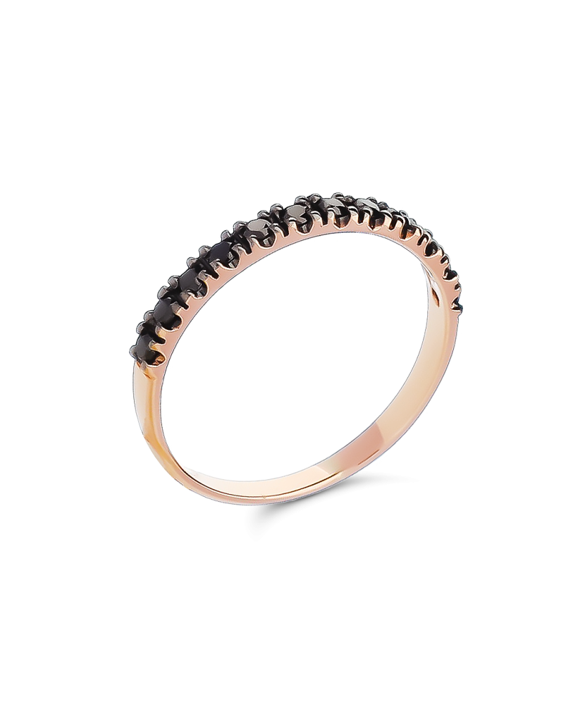 Gold ring with black diamonds