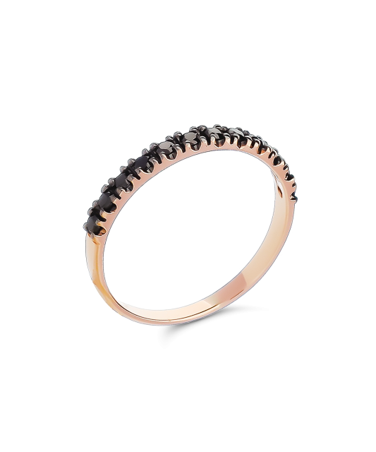 Gold ring with black diamonds
