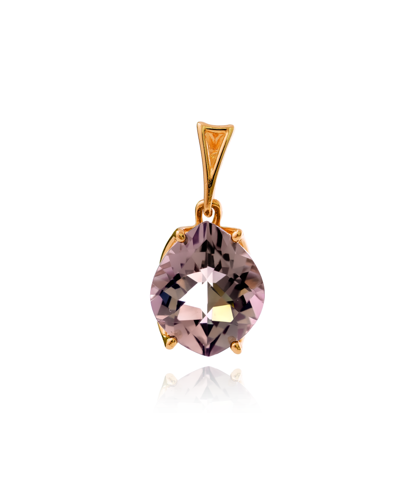Золотой кулон/подвеска с дымчатым кварцем