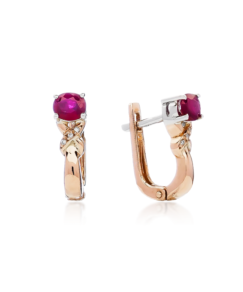 Gold earrings with rubies and diamonds Gold earrings with rubies and diamonds