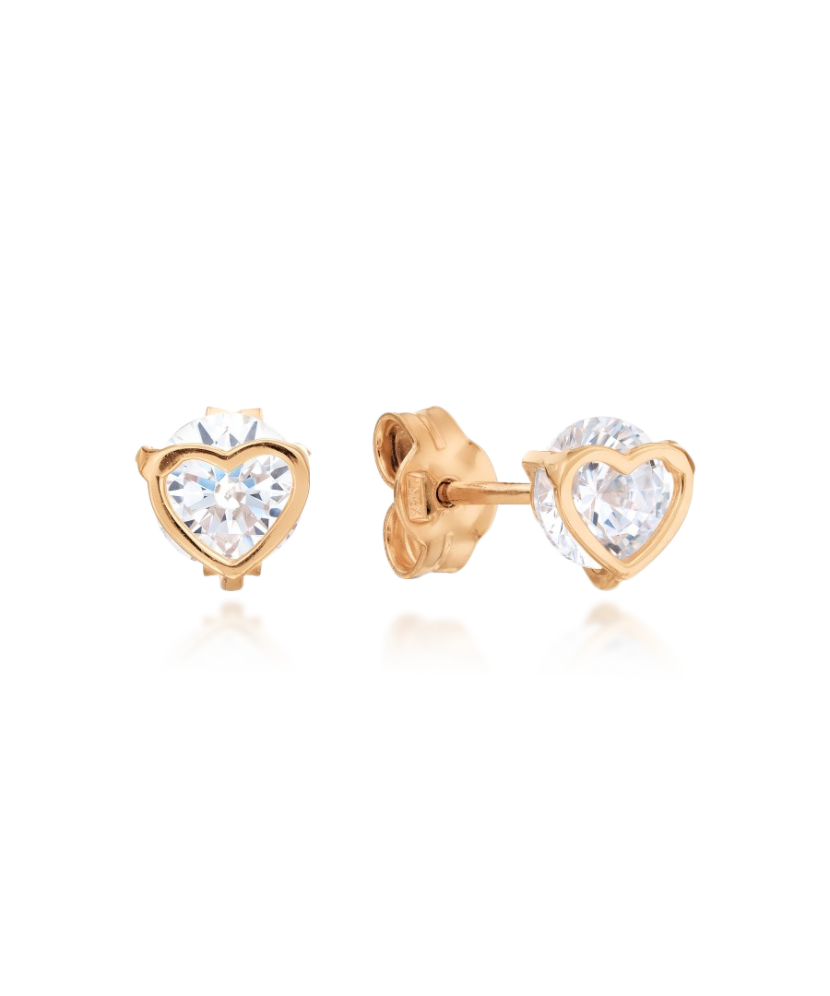 Gold earrings with zirconium