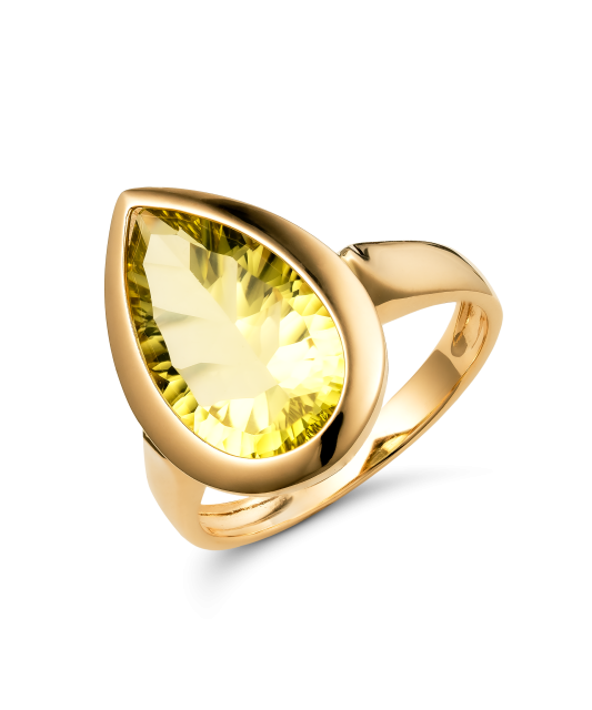 Gold ring with quartz