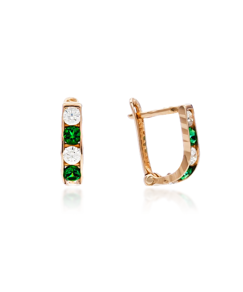 Золотые серьги с цирконами Золотые серьги с цирконами