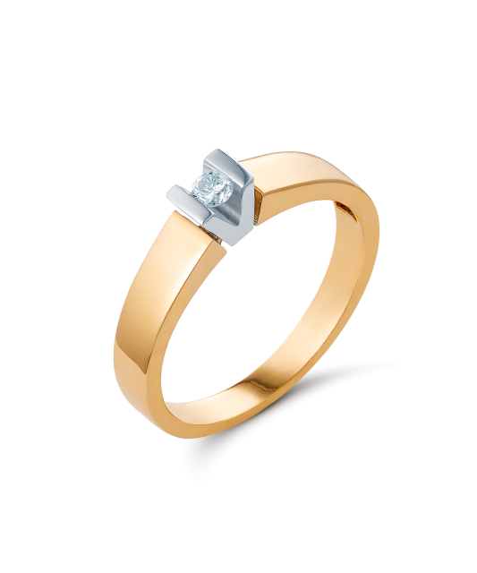 Золотое кольцо с бриллиантом 0,146ct
