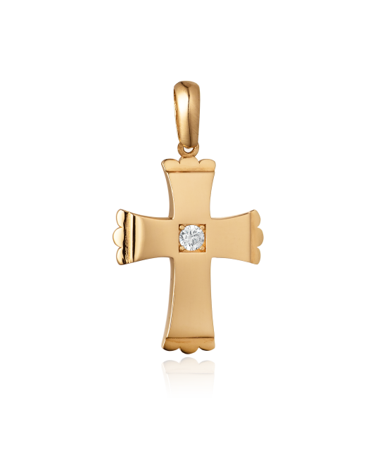 Gold pendant with zirconium "cross"