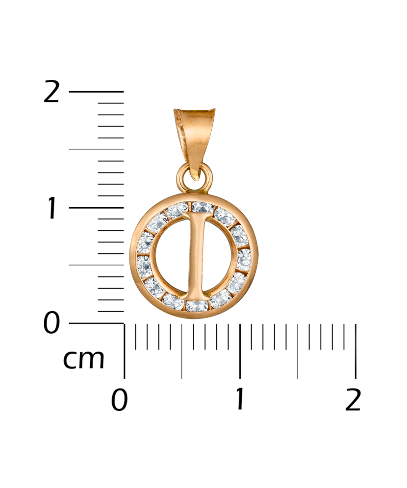 Gold pendant with zircons Letter I