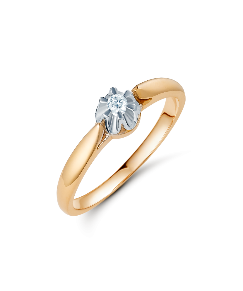 Gold diamond ring 0,10ct