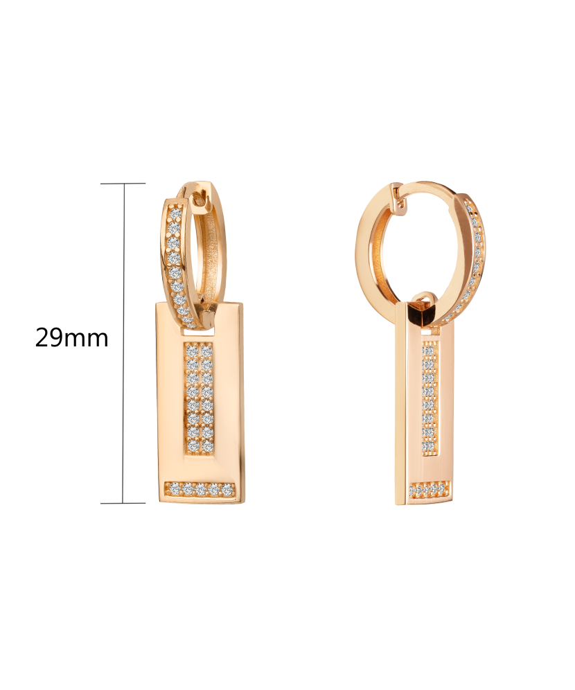 Gold earrings with zircons