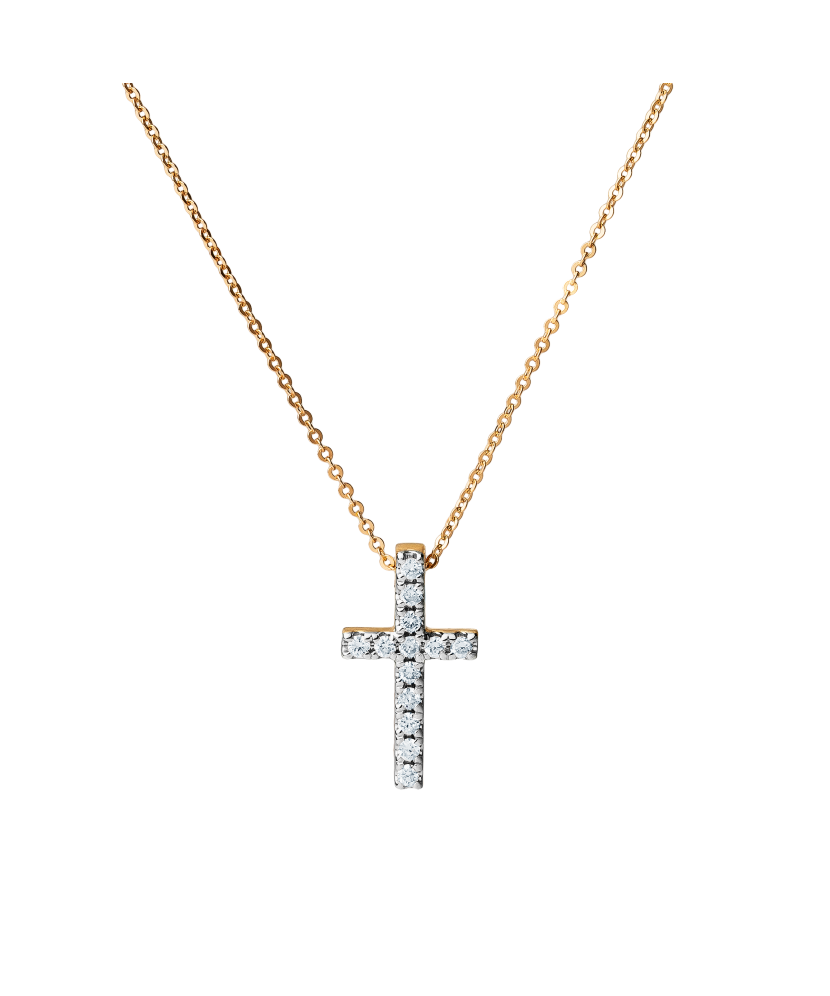 Gold chain with diamond pendant "Cross"