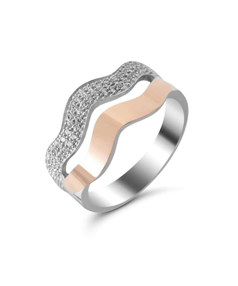 Gold plated Sterling silver ring with zircons