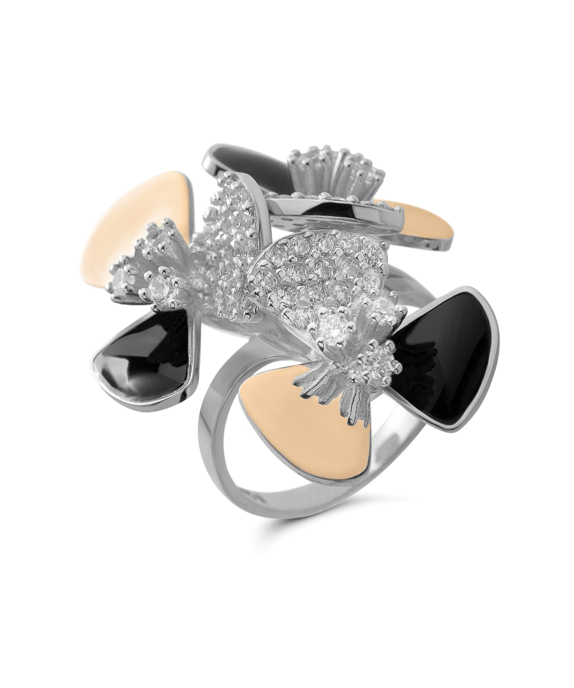 Gold plated Sterling silver ring with zircons