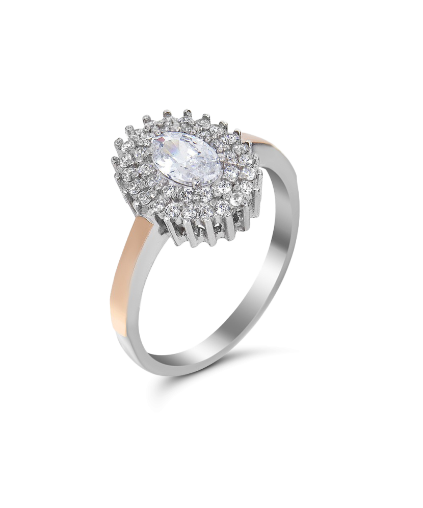 Gold plated Sterling silver ring with zircons