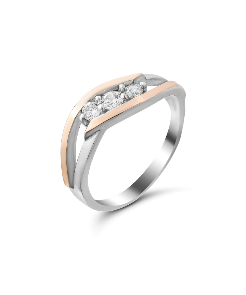 Gold plated Sterling silver ring with zircons