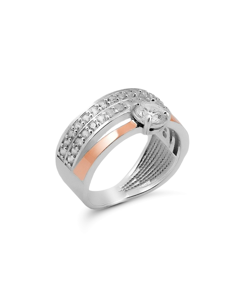 Gold plated Sterling silver ring with zircons