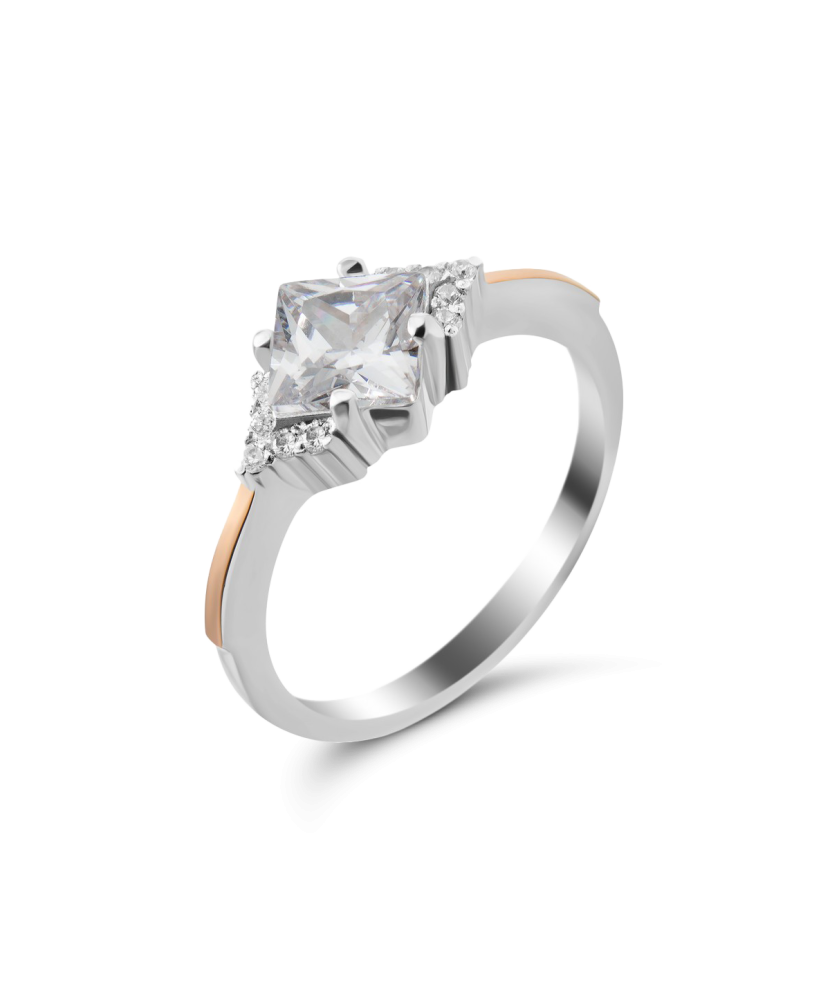 Gold plated Sterling silver ring with zircons