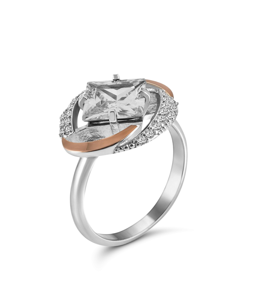 Gold plated Sterling silver ring with zircons