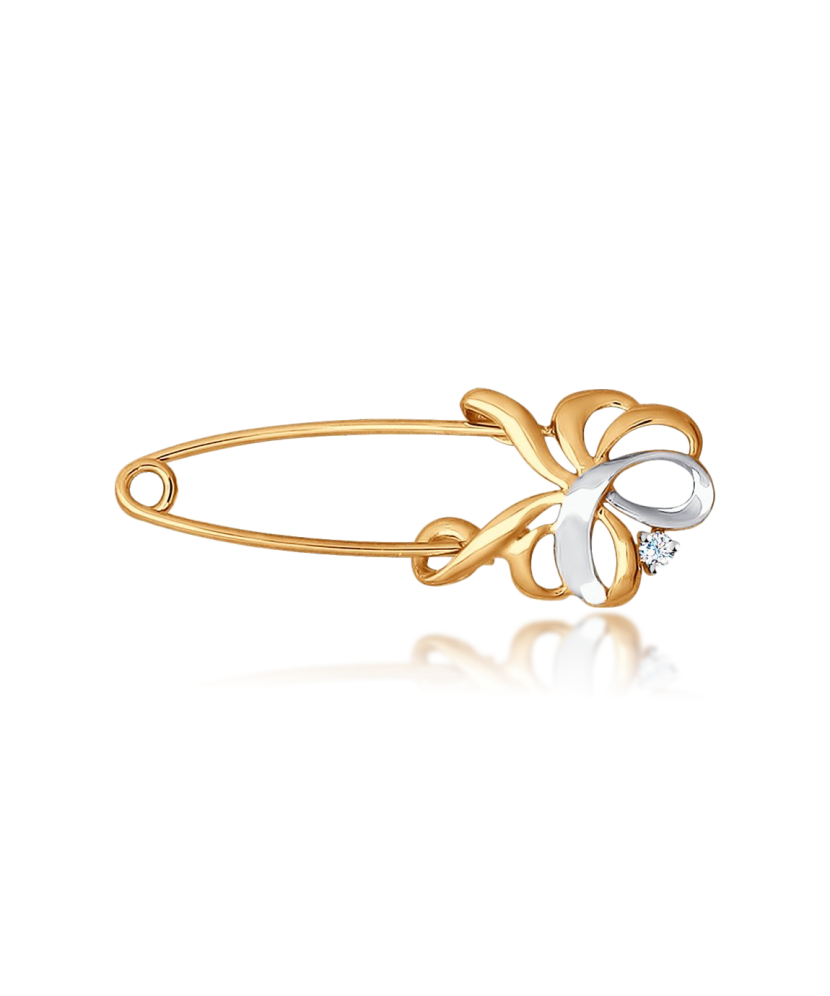 Золотая брошь с цирконом Золотая брошь с цирконом