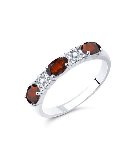 Sterling silver ring with garnets and zircons
