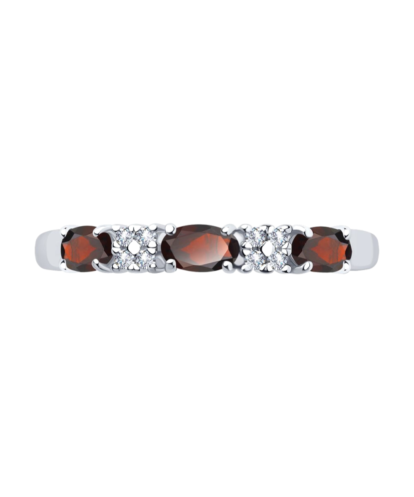 Sterling silver ring with garnets and zircons