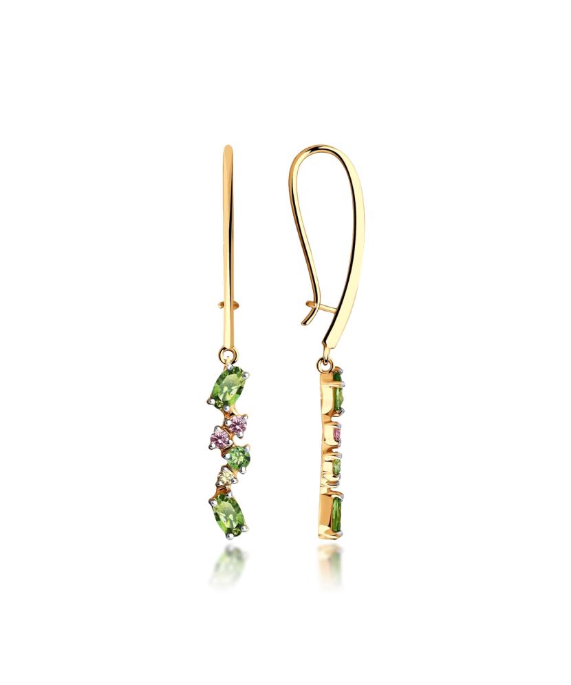Gold earrings with crystals