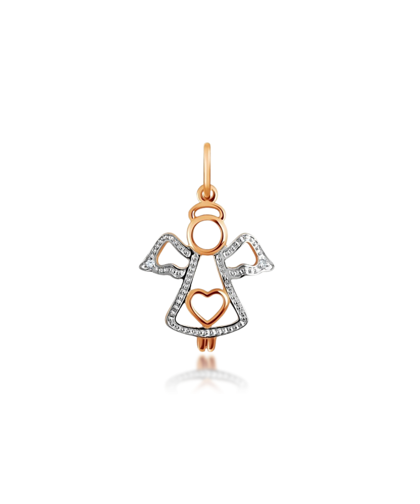 Gold pendant with zircons "angel"