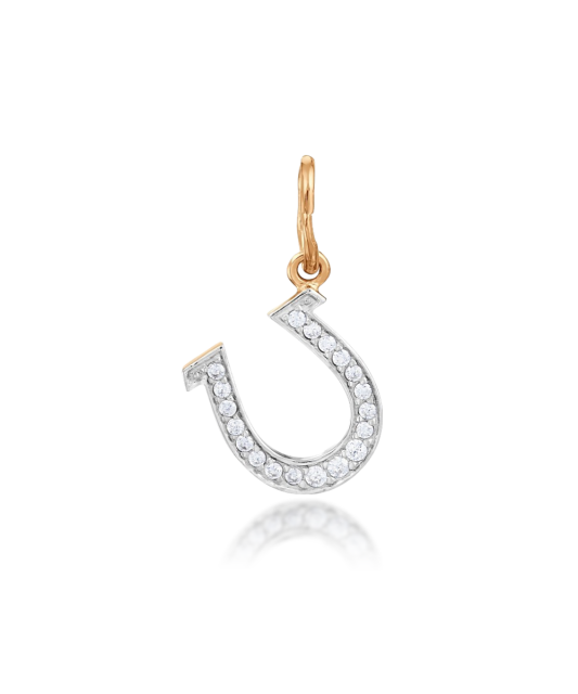 Gold pendant with zircons "horseshoe"