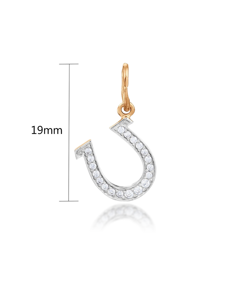 Gold pendant with zircons "horseshoe"