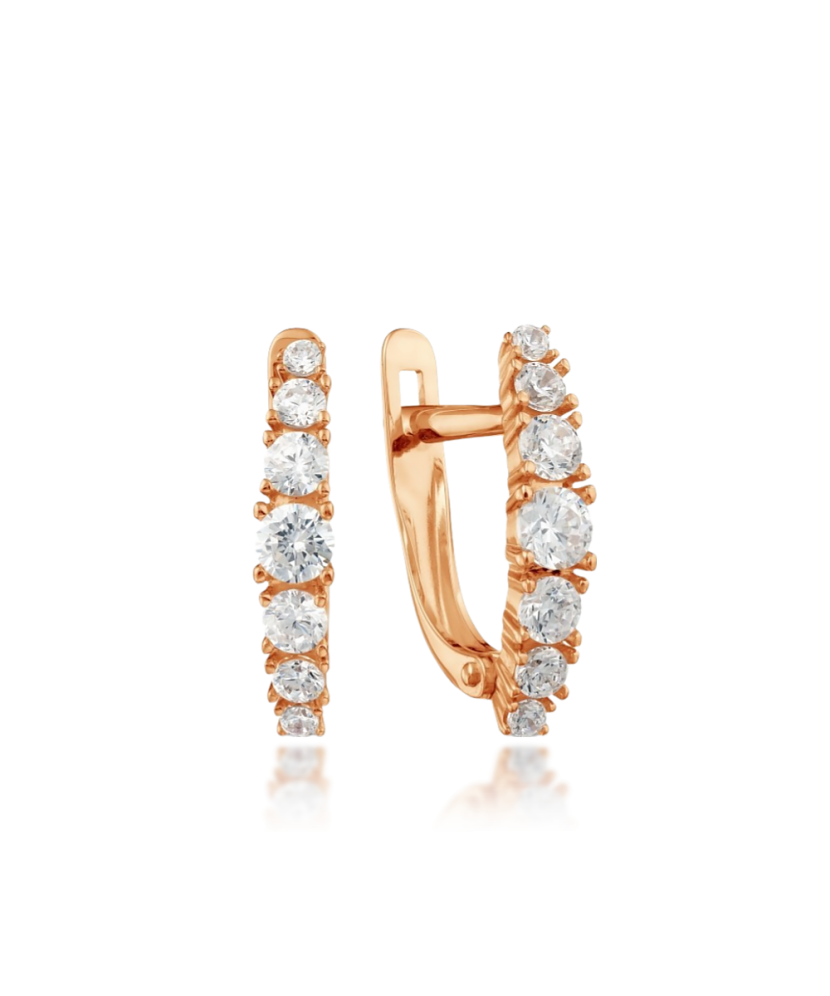 Gold earrings with zircons