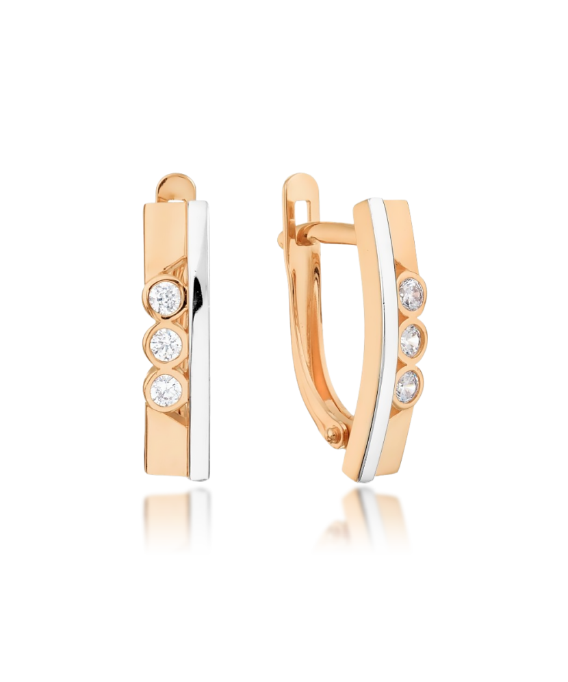 Gold earrings with zircons Gold earrings with zircons