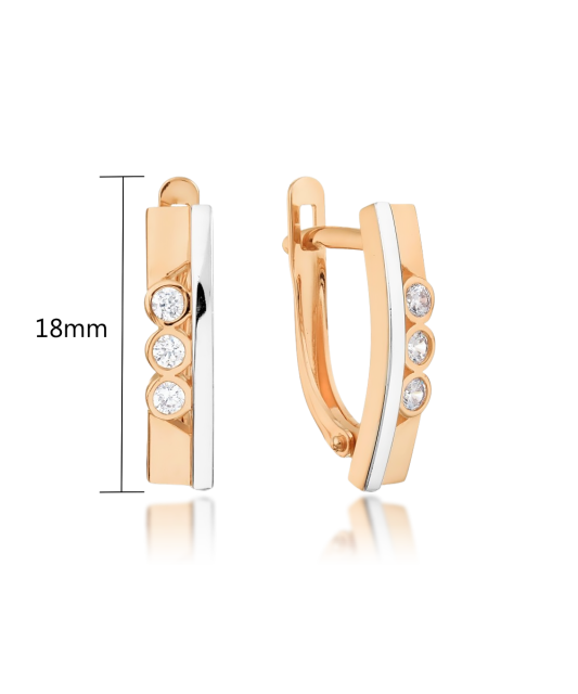 Gold earrings with zircons