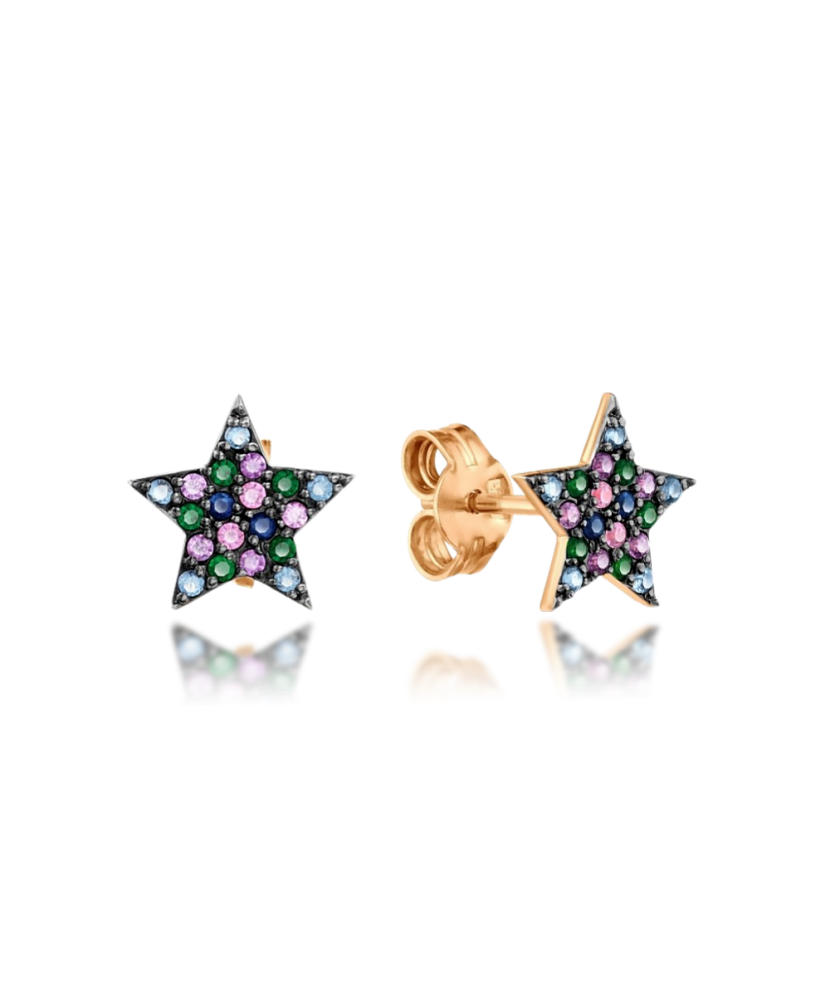 Gold earrings with zircons