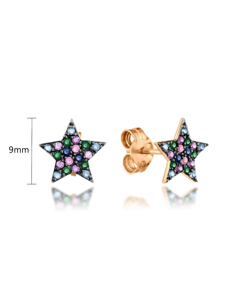 Gold earrings with zircons