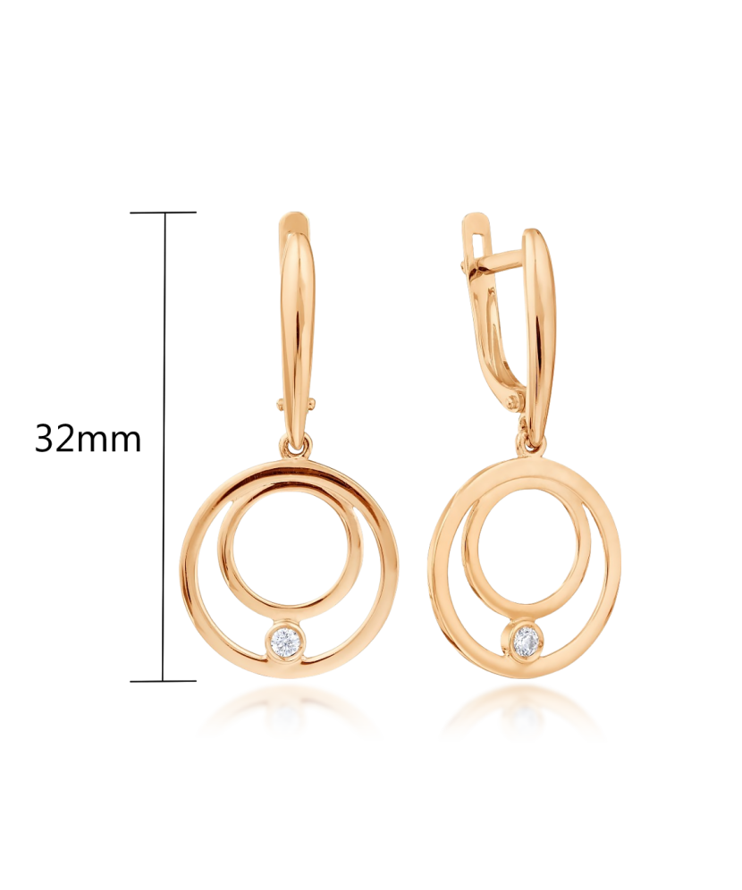 Gold earrings with zirconium