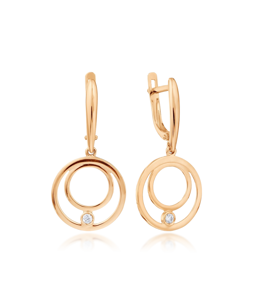 Gold earrings with zirconium