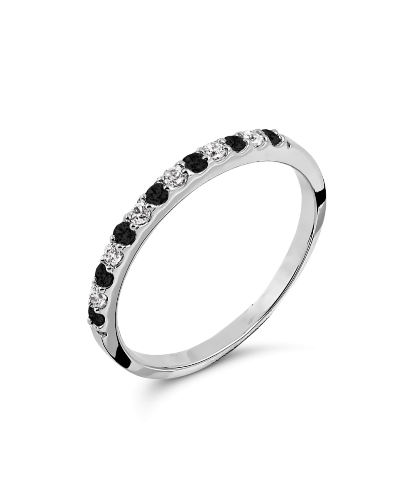 White gold ring with zircons