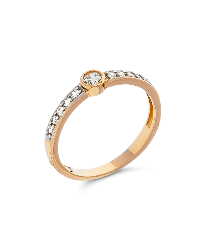 Gold ring with zircons
