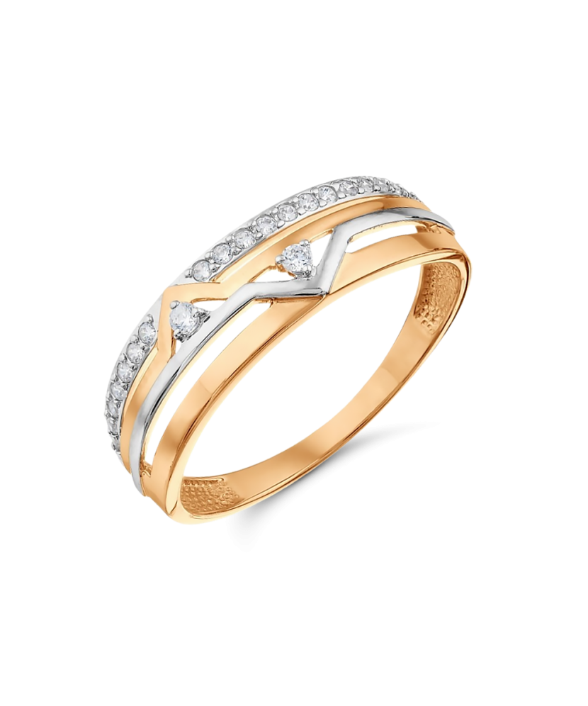 Gold ring with zircons