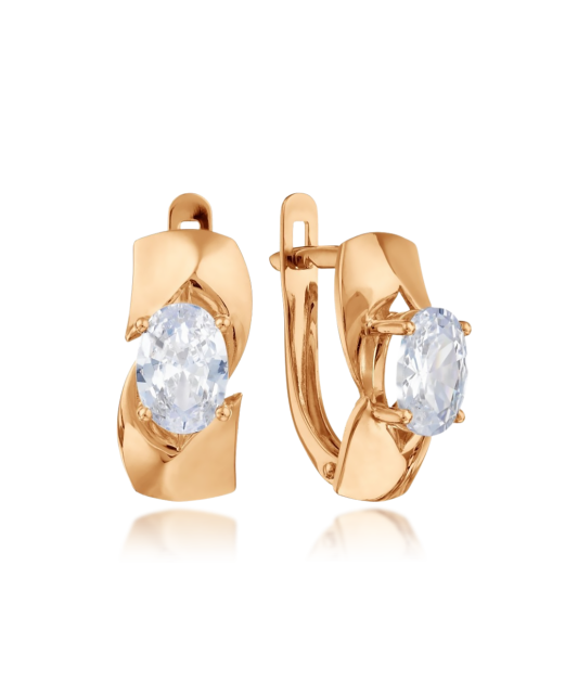 Gold earrings with zirconium