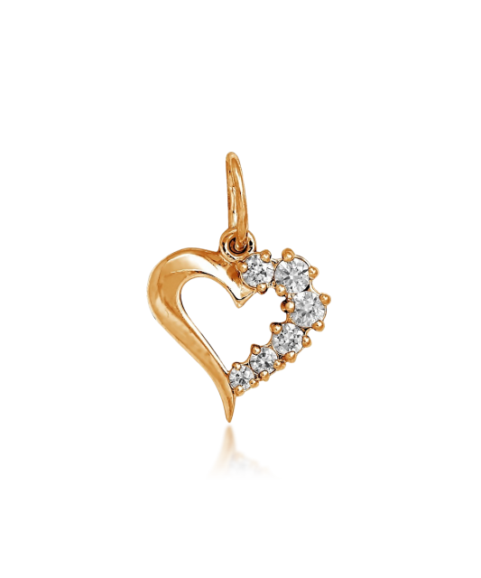 Gold pendant with zircons "heart"
