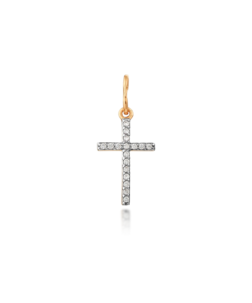Gold pendant with zircons "cross"