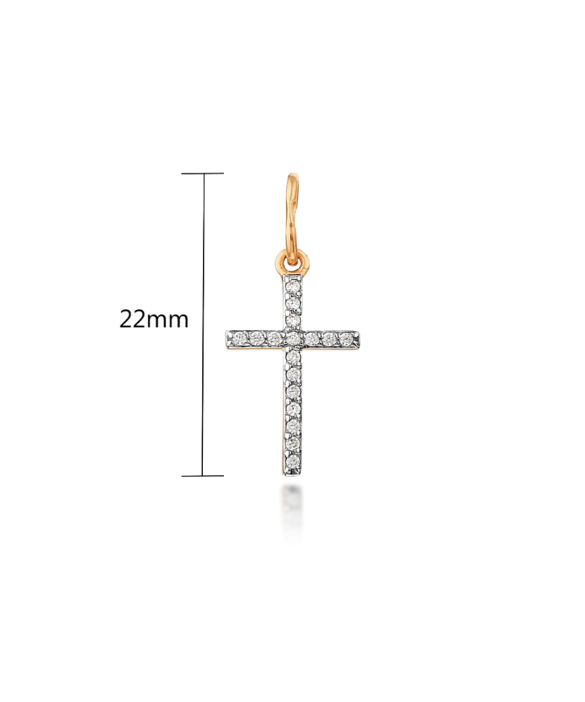Gold pendant with zircons "cross"