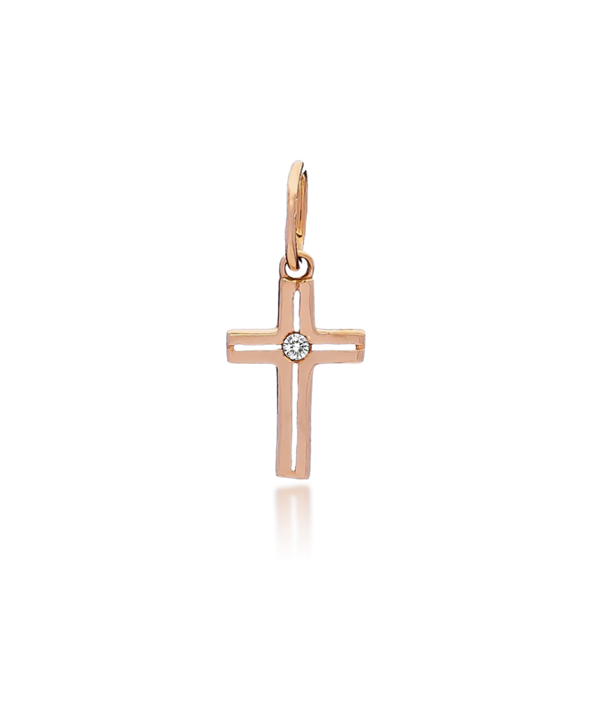 Gold pendant with zirconium "cross"