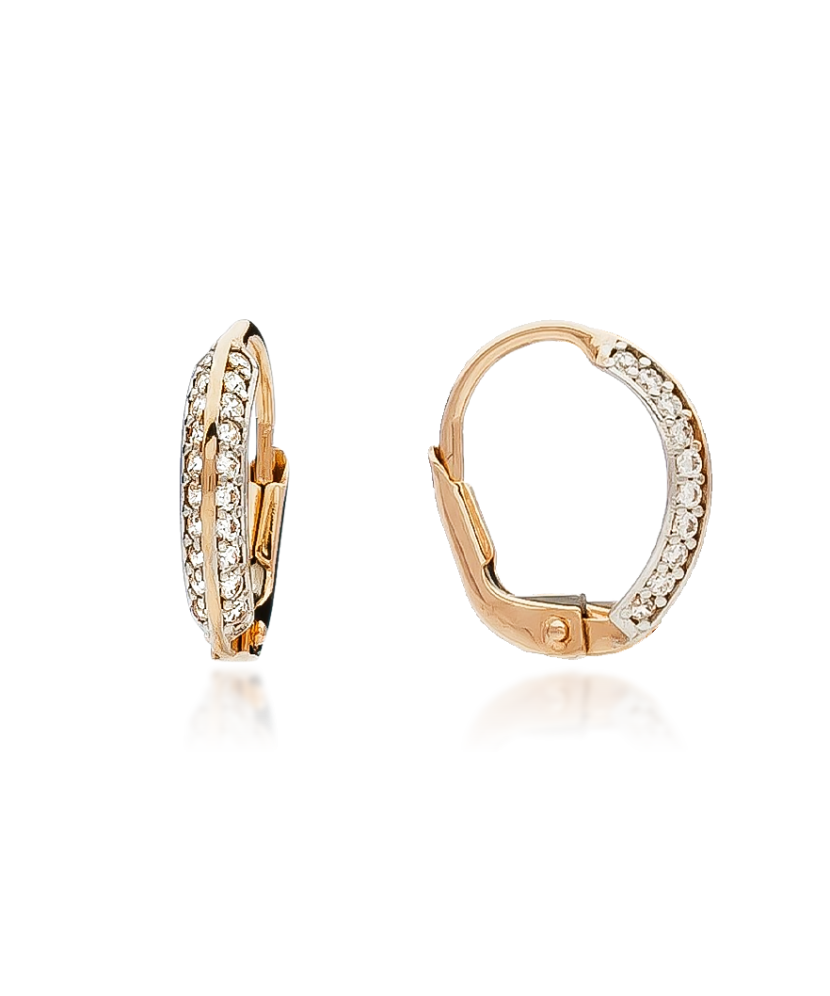 Gold earrings with zircons Gold earrings with zircons