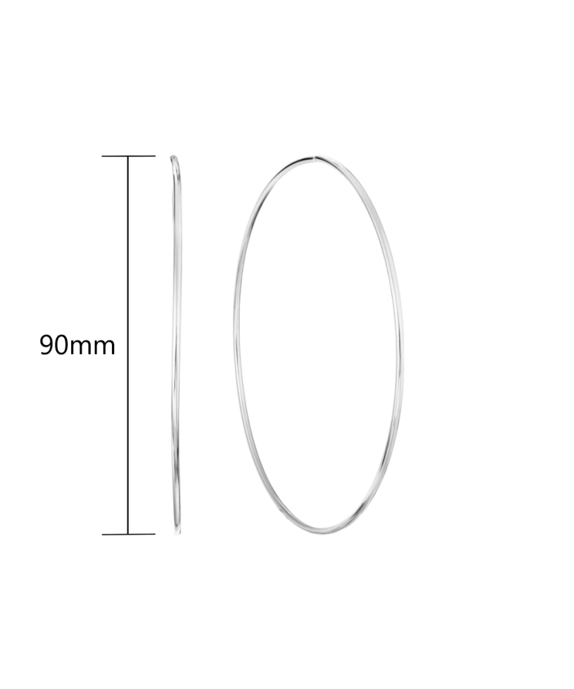 Sterling silver hoop earrings  90mm Sterling silver hoop earrings  90mm