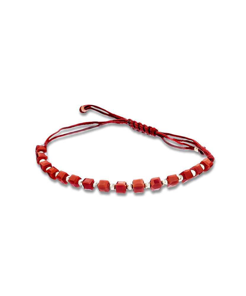 Red string bracelet with gold