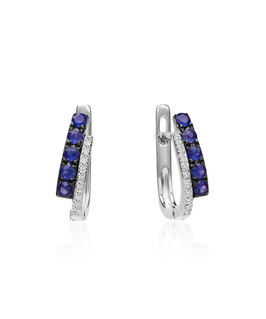 White gold earrings with sapphires and diamonds
