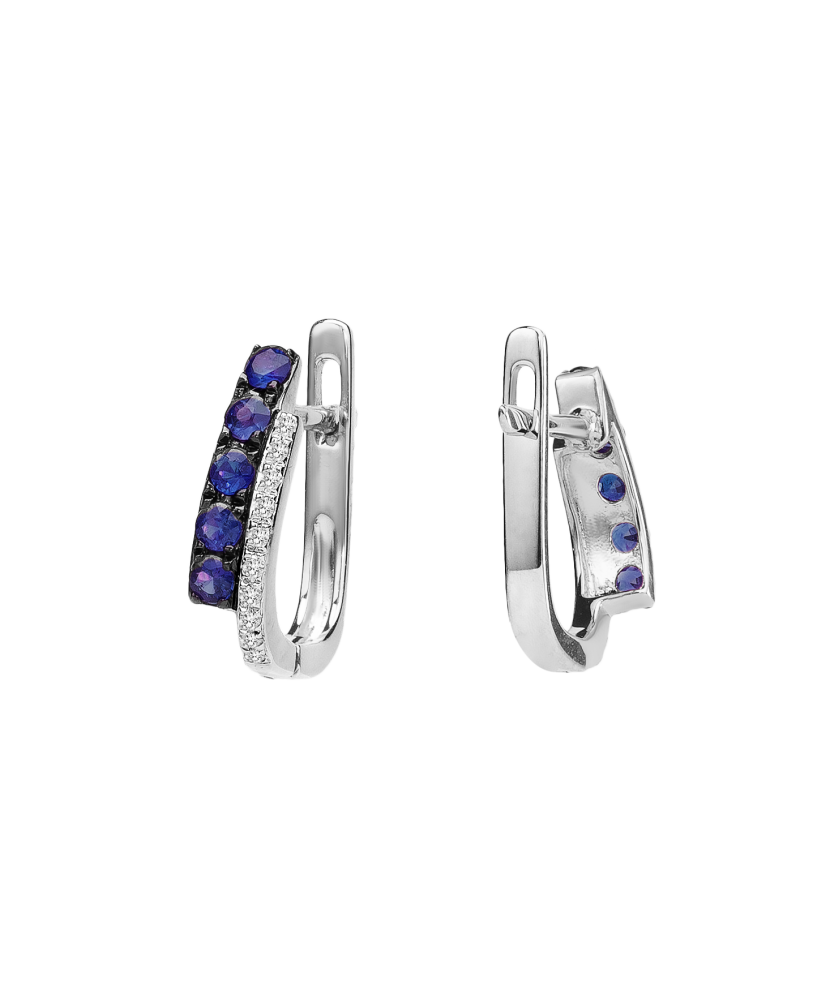 White gold earrings with sapphires and diamonds