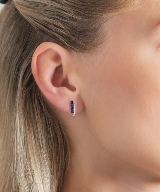 White gold earrings with sapphires and diamonds