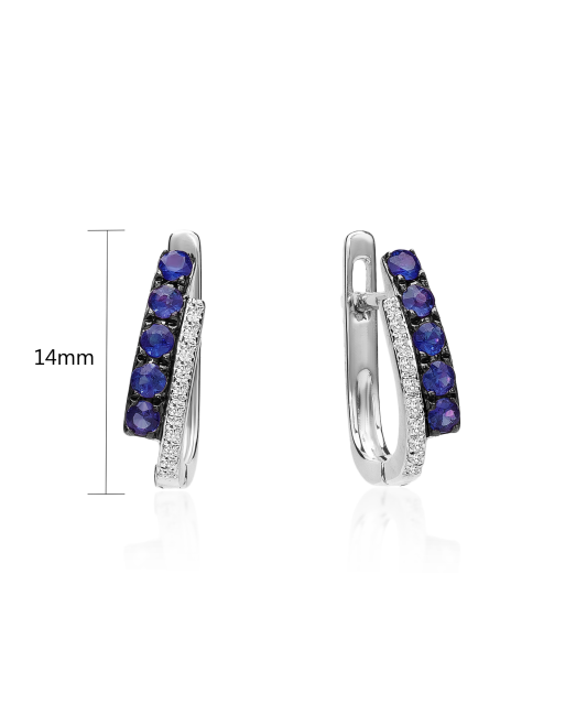 White gold earrings with sapphires and diamonds