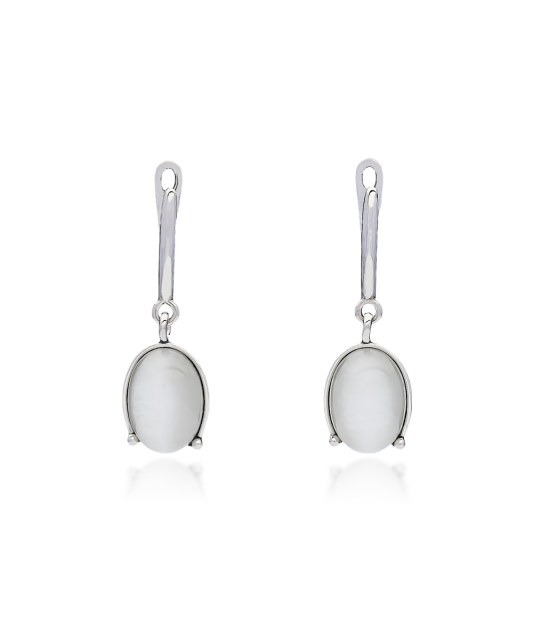 Серьги из серебра с камнем кошачий глаз